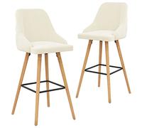 Teenpull Modern Bar Stools Set di 2, crema Velvet Upholstered Counter Height Chairs, Solid Wood Legs for Kitchen Island & Home Bar