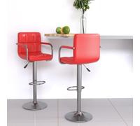 Teenpull Modern Swivel Bar Stools Set of 2, Red Faux Leather Adjustable Counter Height Chairs for Kitchen Island & Dining Room