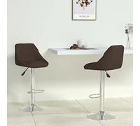 Teenpull Modern Swivel Bar Stools Set Regolabile Counter Height Kitchen Chairs with Back, Brown Faux Leather Upholstered Dining Furniture