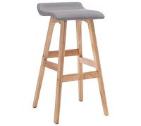 Teenpull Modern Upholstered Bar Stool, Light Gray Fabric, Beech Wood Legs, built-in Footrest for Kitchen Counter & Island Dining