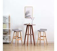 Teenpull Modern Upholstered Bar Stools Set of 2, Light Gray Fabric Kitchen Counter Height Chairs with Solid Beech Wood Legs and Footrest