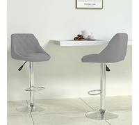 Teenpull Modern Velvet Bar Stools Set of 2, regolabile girevole Kitchen Counter Height Chairs with Backs, Light Gray Dining Room Seating