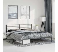 Teenpull Moderna struttura per letto in metallo nero 183 x 213 cm, stabile telaio per letto con testiera, elegante piattaforma per materassi, resistente camera da letto con vano portaoggetti inferiore