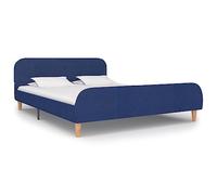 Teenpull Moderno telaio letto 140 x 200 cm imbottito in tessuto blu, testiera stabile, robusto telaio in legno e metallo, mobili durevoli per la vostra camera da letto