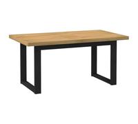 Teenpull NOAIN - Tavolo da pranzo con gambe a forma di U, 160 x 90 x 75 cm, in legno massello di pino naturale, gambe nere, stabile per sala da pranzo