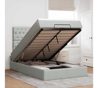 Teenpull Ottoman - Letto con materassi, in velluto grigio chiaro, 120 x 200 cm, testiera integrata, illuminazione a LED, comoda piattaforma per notti rilassanti in camera da letto