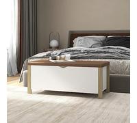 Teenpull Panca con vano portaoggetti in rovere Sonoma, 105 x 40 x 45 cm, con cuscino, pratica cassapanca per soggiorno, camera da letto, corridoio