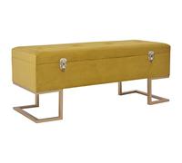 Teenpull Panca in velluto con vano portaoggetti, 105 cm, colore giallo senape, gambe in ferro verniciato a polvere, ideale per entryway e stoccaggio nel corridoio