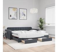 Teenpull Piumone allungabile in velluto grigio scuro, 100 x 200 cm, con cassetti di stoccaggio, telaio imbottito con materassi, mobile versatile per camera degli ospiti e camera da letto