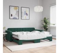 Teenpull Piumone allungabile in velluto verde scuro imbottito 90 x 200 cm con due materassi in schiuma, robusto telaio come mobile versatile per la vostra casa