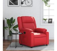 Teenpull Poltrona relax rossa in similpelle, regolabile manualmente, comoda poltrona da lettura con tasca laterale, portata 110 kg, per soggiorno, camera da letto, relax