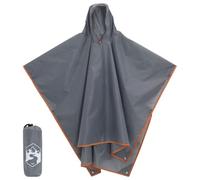 Teenpull Poncho antipioggia con cappuccio, design 2 in 1, grigio e arancione, in poliestere, 223 x 145 cm, impermeabile con chiusure in , versatile come telo da campeggio, coperta da picnic e