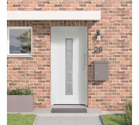 Teenpull Porta anteriore in PVC bianco, 88 x 200 cm, con telaio della porta e cornice per ingresso, ristrutturazione della casa, con guarnizione a nastro, resistente alle intemperie e acustica, per