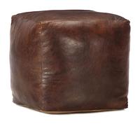 Teenpull Pouf realizzato a mano in vera pelle di capra, 40 x 40 x 40 cm, marrone scuro, ideale come poggiapiedi o seduta per il soggiorno
