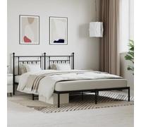 Teenpull Robusto telaio del letto in metallo nero, 180 x 200 cm, stabile testiera per camera da letto, piattaforma in acciaio resistente, con rete a doghe, spazio extra, ideale per materassi