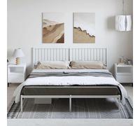 Teenpull Robusto telaio in metallo con testiera, bianco, 183 x 213 cm, stabile piattaforma per il letto in camera da letto, telaio solido come base per un sonno riposante.