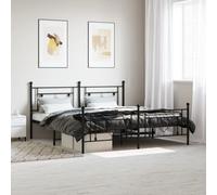 Teenpull Robusto telaio in metallo nero, 180 x 200 cm, senza materasso, in acciaio resistente, con testiera, poggiapiedi e rete a doghe, letto piattaforma per camera da letto