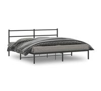 Teenpull Robusto telaio letto in acciaio verniciato a polvere, nero, 183 x 213 cm, con testiera, rete a doghe e spazio per camera da letto e camera degli ospiti