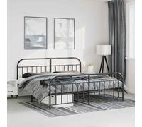 Teenpull Robusto telaio letto in metallo nero 183 x 213 cm, robusto telaio del letto con testiera e pediera, piattaforma durevole per camera da letto, mobili pratici con spazio di archiviazione extra.