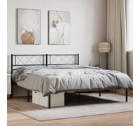 Teenpull Robusto telaio letto nero 160 x 200 cm con elegante testiera in metallo verniciato a polvere, telaio stabile come piattaforma ideale per la vostra camera da letto