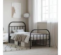 Teenpull Robusto telaio letto nero 80 x 200 cm con robusto telaio in metallo, testiera e pediera, ideale come base per la camera da letto per una piattaforma moderna.