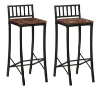 Teenpull Rustic Reclaimed Solid Wood Bar Stools Set 2 Counter Height Chairs for Kitchen Dining Room