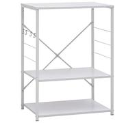 Teenpull Scaffale per microonde in legno bianco con 3 ripiani, 60 x 39,6 x 79,5 cm, organizer da cucina con porta utensili e portaposate, compatto come scolapiatti per piano di lavoro e sala da pranzo