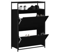 Teenpull Scarpiera nera, 75 x 34 x 112 cm, sottile in legno per ingresso, pratico ribaltabile con vano portaoggetti, conservazione moderna