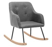 Teenpull Sedia a dondolo in tessuto grigio chiaro, design moderno, per soggiorno, camera da letto, comoda poltrona relax con struttura in metallo, altalena in legno, ideale per leggere