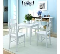 Teenpull Set 5 Pezzi Sala da Pranzo Bianco in Legno Di Pino Massello Sala Sala da Pranzo Sala da Cucina Design Moderno 4 Se