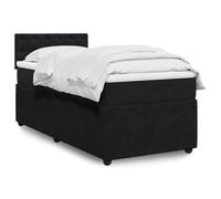 Teenpull Set completo con materasso a molle insacchettate da 20 cm, in velluto nero, 90 x 200 cm, testiera imbottita, sottostruttura mobile per camera da letto moderna