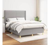 Teenpull Set completo con materasso e testiera, grigio chiaro, rivestimento in tessuto 140 x 200 cm, comodo letto imbottito per un sonno riposante, camera da letto, set di mobili con molle