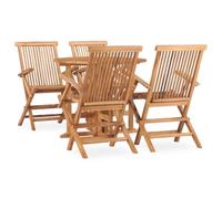 Teenpull Set da pranzo da giardino, pieghevole, in legno massello teak, resistente alle intemperie, per patio e balcone, salva spazio