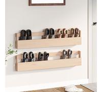 Teenpull Set di 2 portascarpe da parete in legno di pino massiccio, 110 x 9 x 23 cm, salvaspazio, per corridoio e ingresso, mobile versatile come organizer