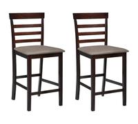 Teenpull Set di 2 sedie da bar Height Chairs, in tessuto marrone Upholstered Kitchen Dining Room Seating