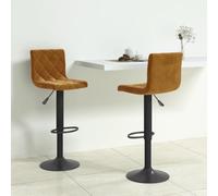 Teenpull Set di 2 sedie da bar in velluto marrone Upholstered Counter Height Chairs, girevole regolabile Kitchen Dining Room Stool with Back