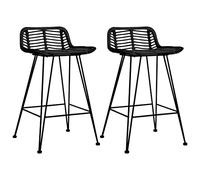 Teenpull Set di 2 sedie da cucina in rattan naturale, con gambe in metallo, altezza 62 cm, per sala da pranzo