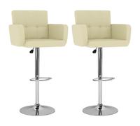 Teenpull Set di 2 sedie girevoli moderne, regolabili, in finta pelle, color crema