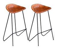 Teenpull Set di 2 sedie in pelle per bar Height Chairs for Kitchen Island, Brown & Black Modern Dining Room Seating, Tall Home Bar Furniture