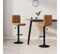 Teenpull Set di 2 stolibri per bar regolabili moderni, in velluto marrone e velluto Upholstered Kitchen Counter Height Chairs with Footrest