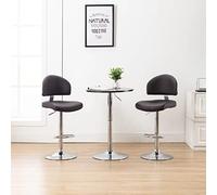 Teenpull Set di 2 stolibri regolabili moderni, in finta pelle marrone Upholstered Kitchen Counter Height Chairs con base cromata