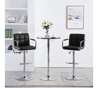 Teenpull Set di 2 stools da bar regolabili in stile moderno, in finta pelle, colore nero
