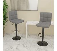 Teenpull Set di 2 stools regolabili per barra girevole, in tessuto grigio chiaro, per cucina con cavaliere, seduta moderna in camera, colore: grigio chiaro