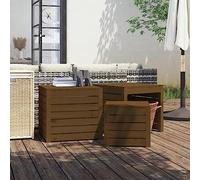 Teenpull Set di 3 scatole da giardino in legno di pino massiccio, versatili, con coperchio, ideali per terrazze, giardini e balconi