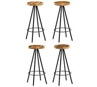 Teenpull Set di 4 sedie da bar in legno di mango, rotonde, stile industriale, Counter Height Chairs for Kitchen Island, Dining Room, Easy Assembly