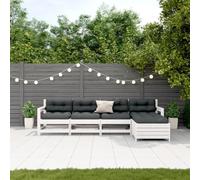 Teenpull Set di 5 mobili da giardino in legno massello di pino bianco, mobili da balcone per esterni con cuscino, set di conversazioni per patio, design moderno