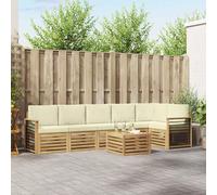 Teenpull Set di divani angolari con cuscini, 7 pezzi, in legno massiccio di acacia, con tavolo e braccioli, per terrazza, giardino e piscina, atmosfera rilassata