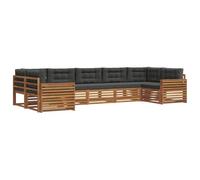 Teenpull Set di divani da esterno 7 pezzi con cuscini in legno di acacia massiccio naturale e antracite, set modulare per giardino, terrazza, piscina, resistente alle intemperie, superficie laccata
