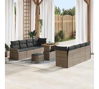 Teenpull Set di divani da giardino, 11 pezzi, in rattan sintetico, in legno di acacia, modulare, per terrazze, balconi, verande, comodi sedili