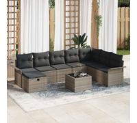 Teenpull Set di divani da giardino, 9 pezzi, grigio, 297,5 x 187,5 x 85 cm, in polyrattan, per patio all'aperto, mobili moderni lounge con cuscino